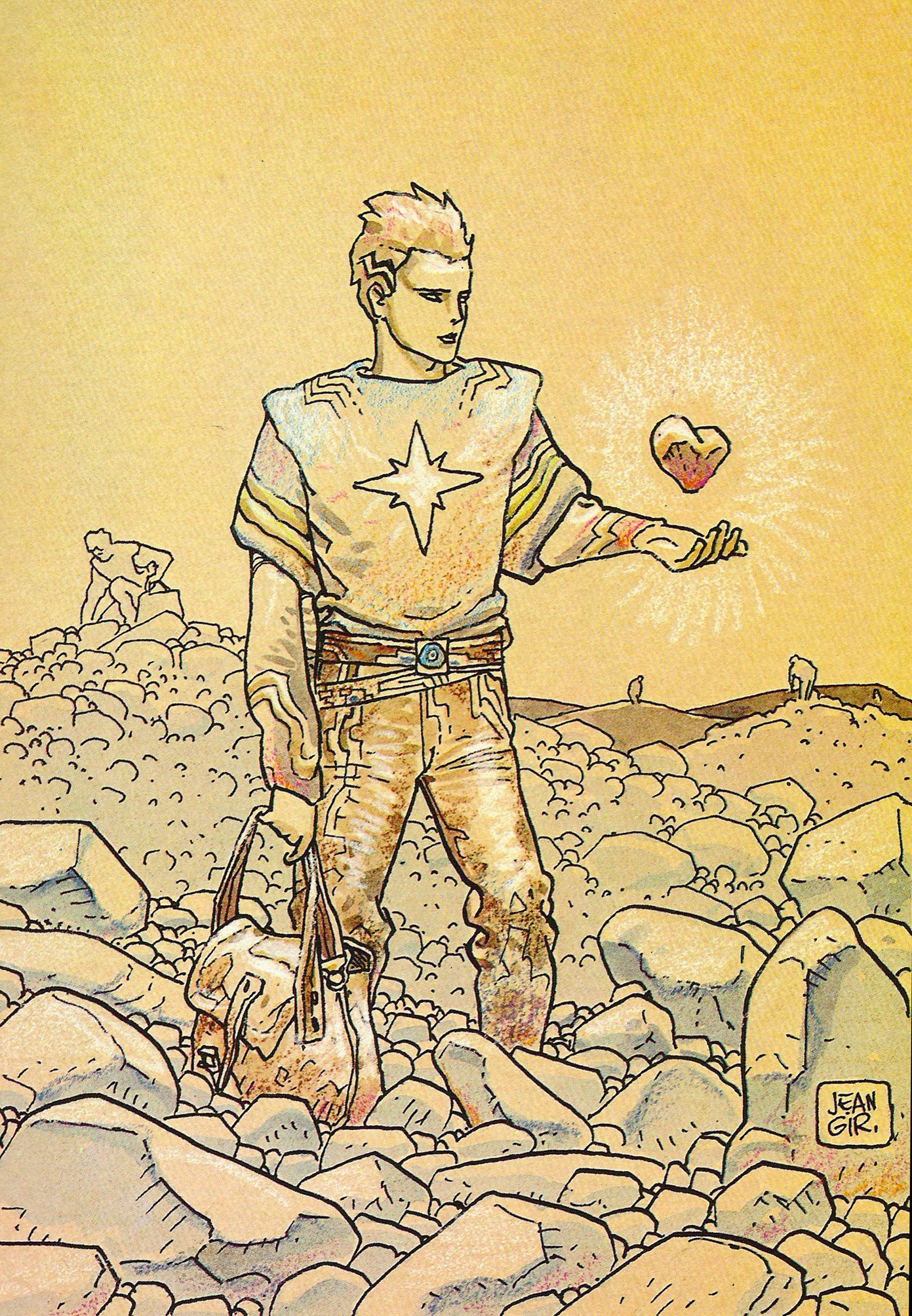 Young man with glowing heart