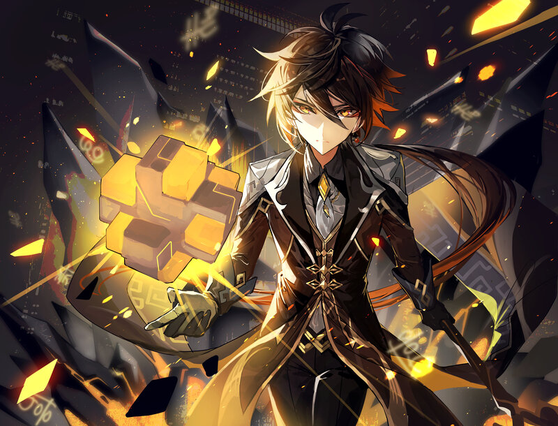 Young Man with Golden Cube
