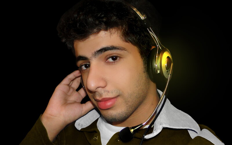 Young Man with Headphones — Black