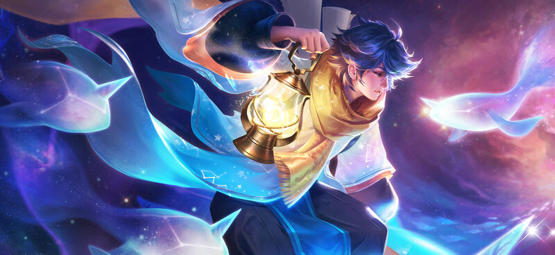 Young Man with Lantern — Blue