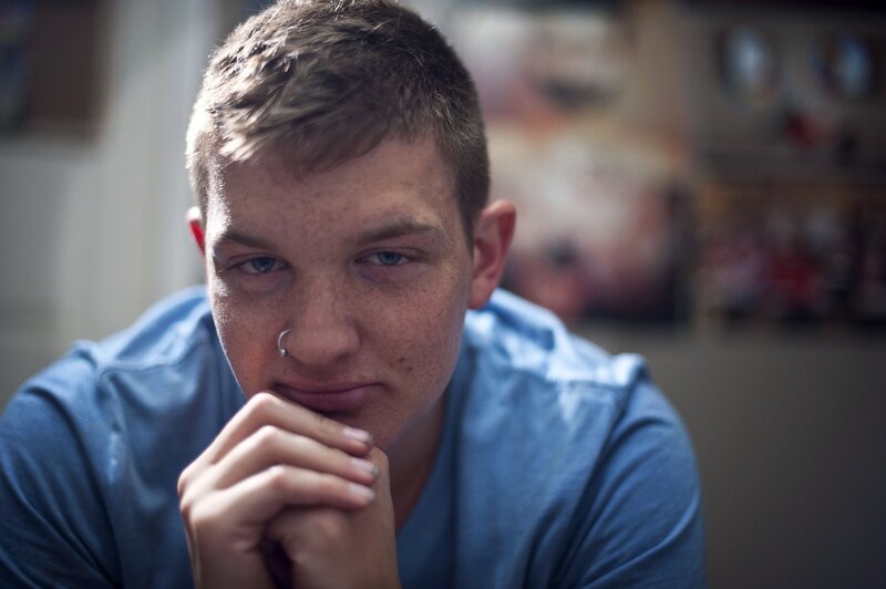 Young Man with Nose Ring — Blue