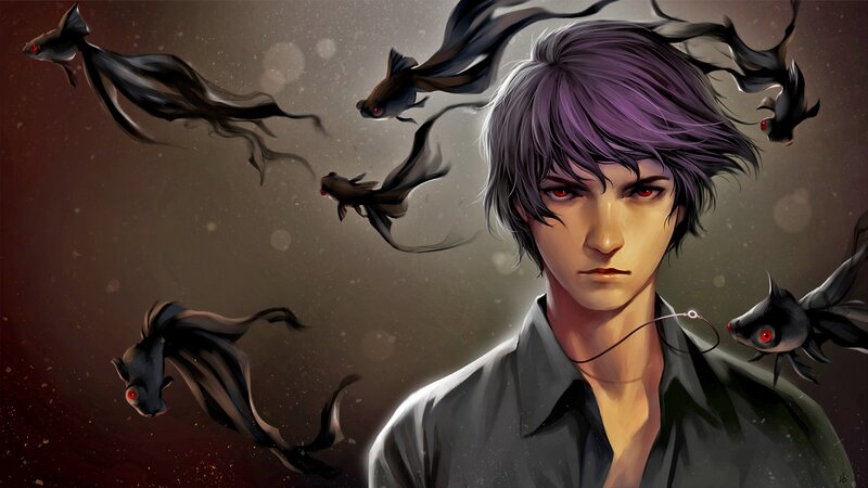 Young Man with Purple Hair — Dramatic