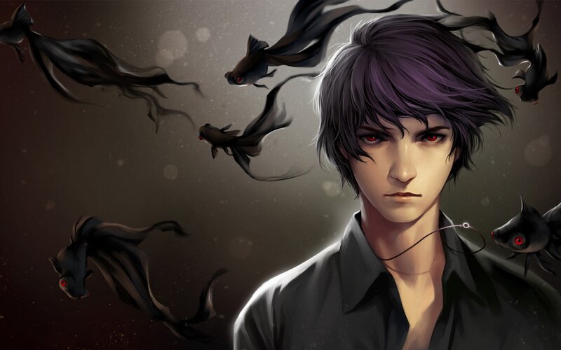 Young Man with Purple Hair