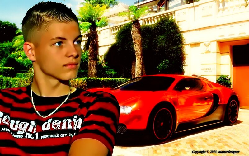 Young Man with Red Car