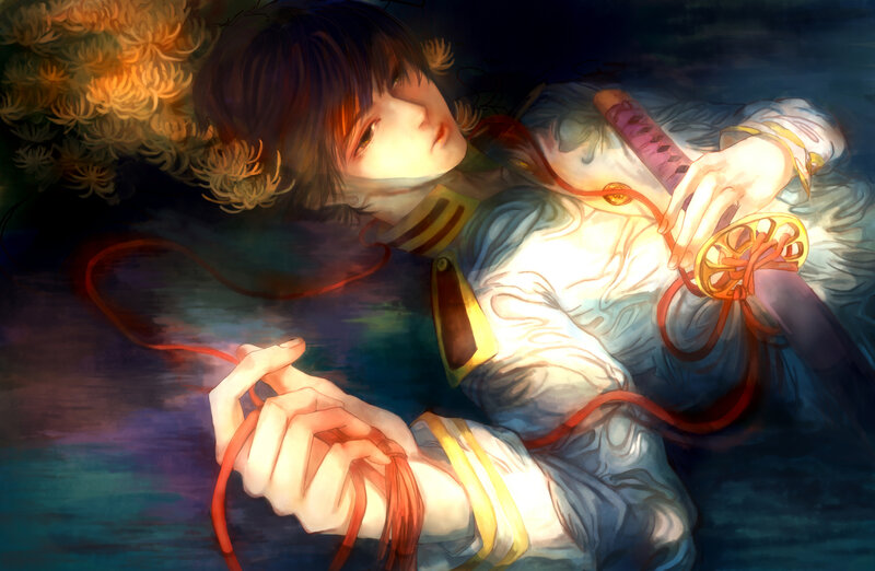 Young Man with Sword — Blue, Dramatic