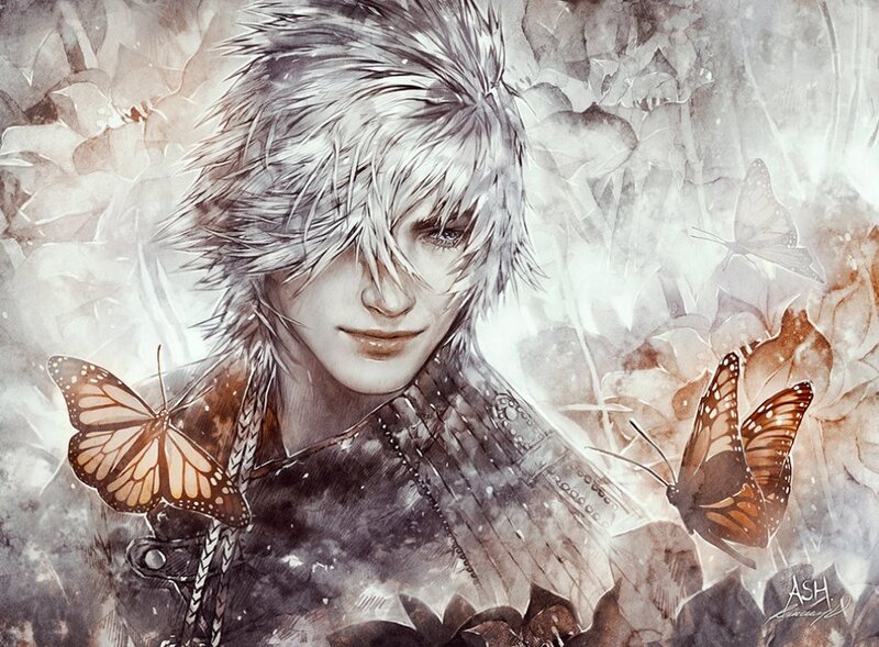 Young Man with White Hair — Brown