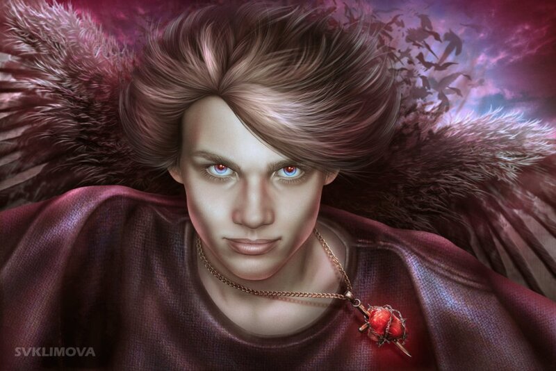 Young Man with Wings — Purple