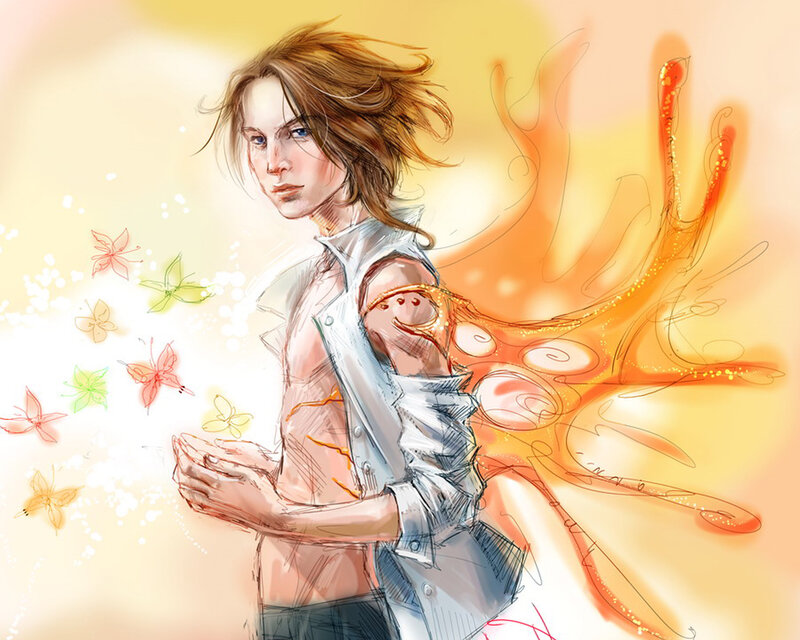Young Person with Glowing Wings
