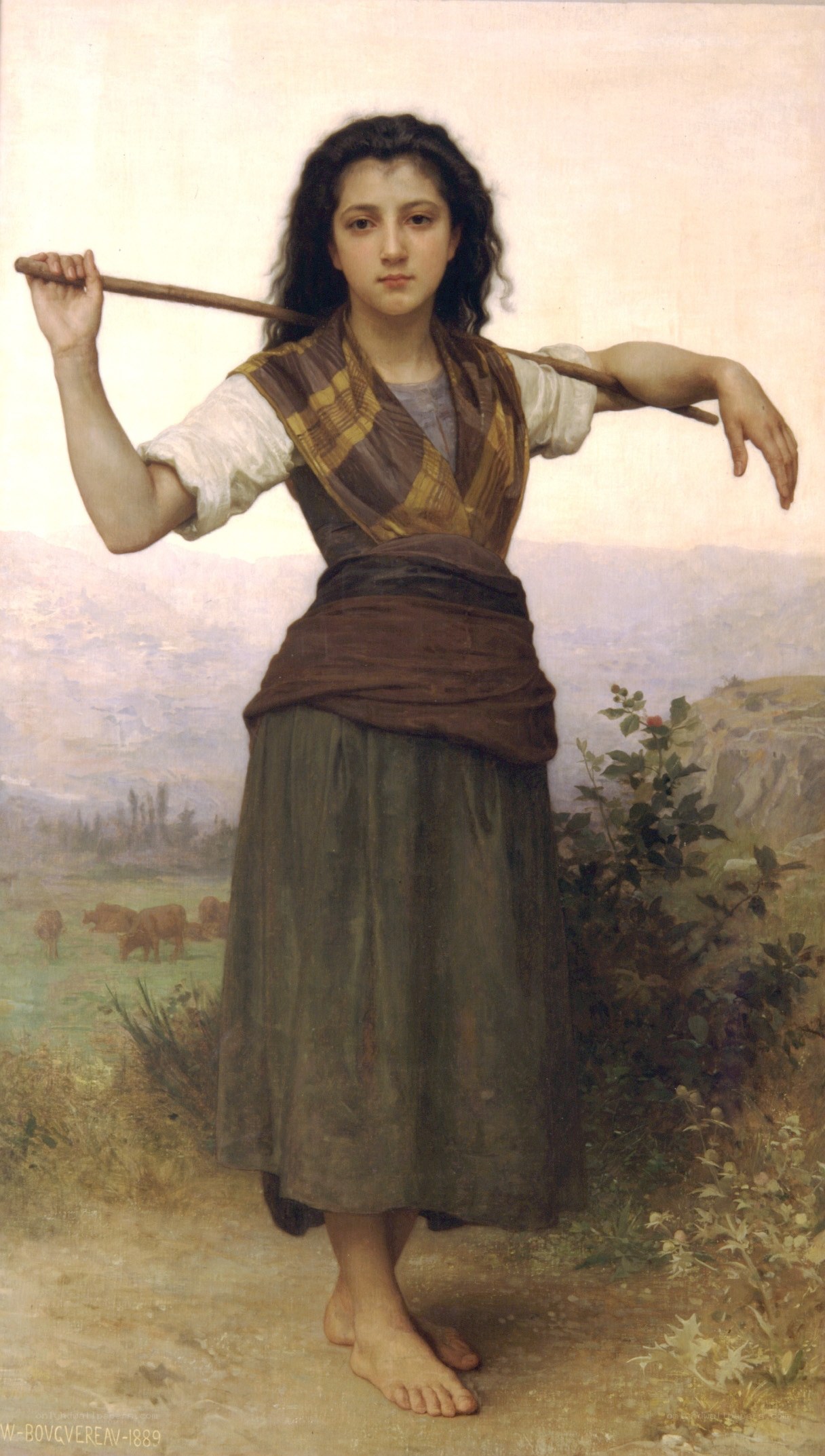 Young shepherdess with staff