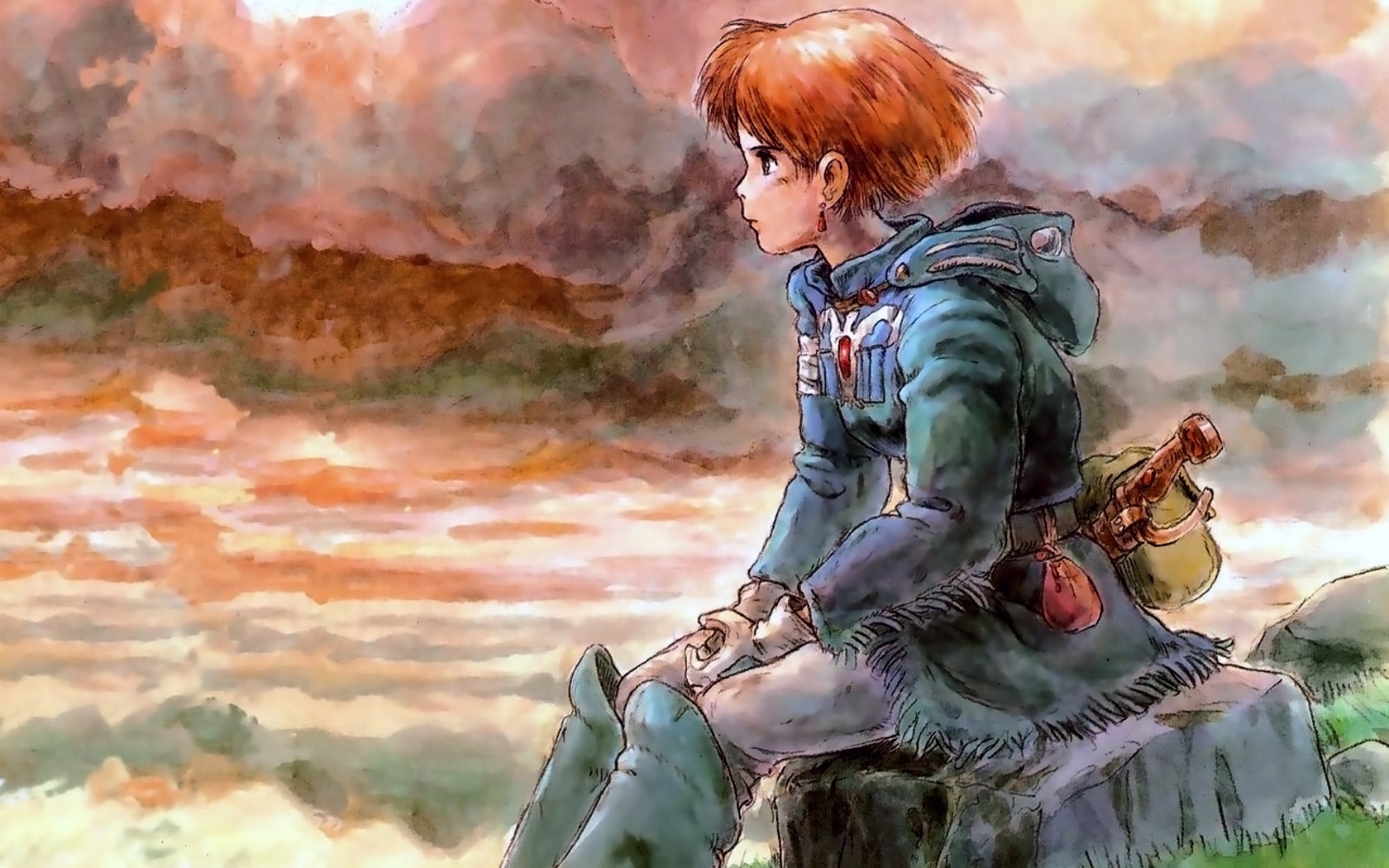 young warrior gazes at sunset