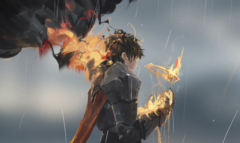 Young Warrior in Rain