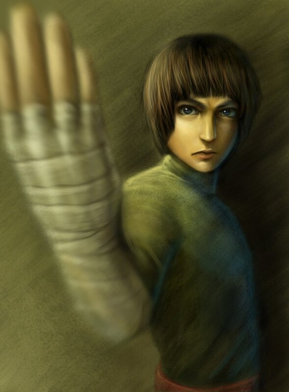young warrior with bandaged hand