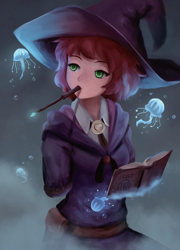 Young Witch Reading Book