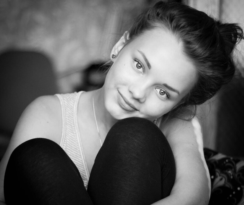 Young Woman in Black and White