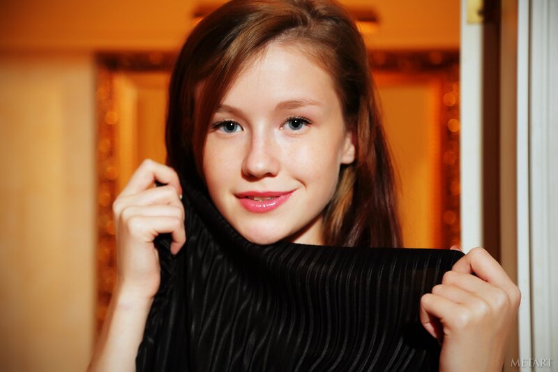 Young woman in black top