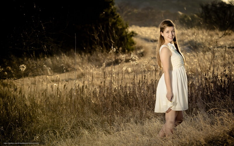 Young Woman in Field — White, Serene