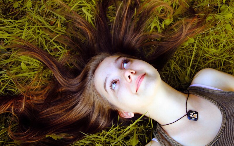 Young Woman in Grass — Green