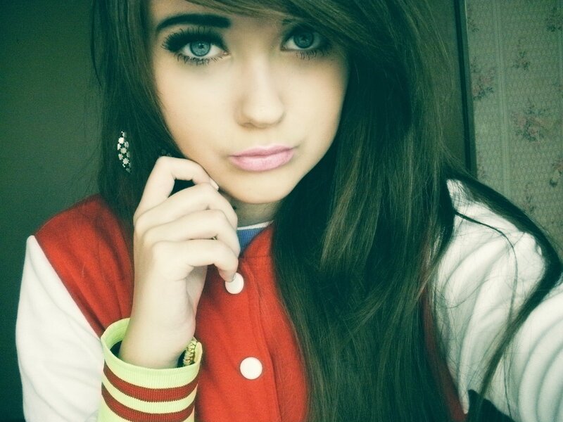 young woman in red jacket
