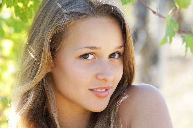 young woman in sunlight