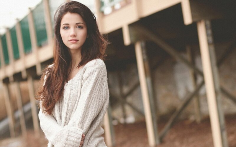 Young Woman in Sweater — White