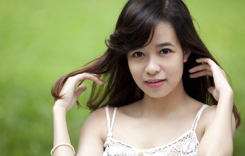 Young Woman in White Top — Calm, Afternoon