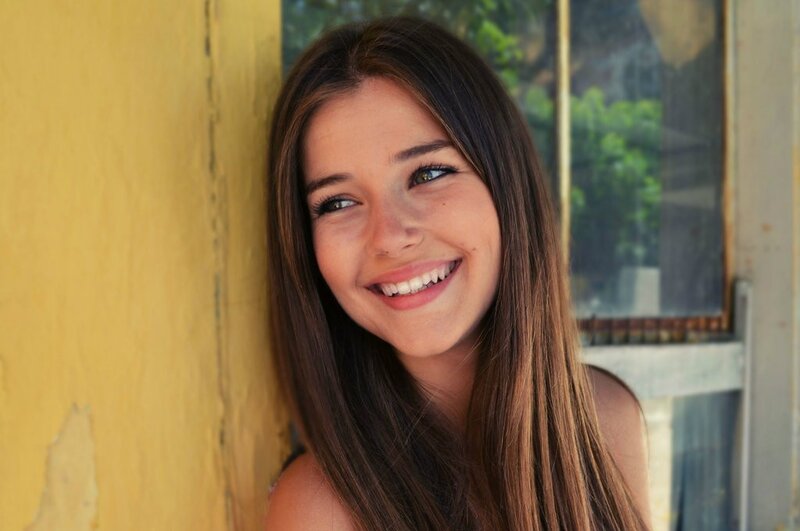 Young Woman Smiling — Brown, Happy, Afternoon