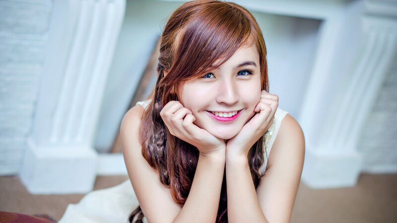 Young Woman Smiling — Brown, Happy, Photograph