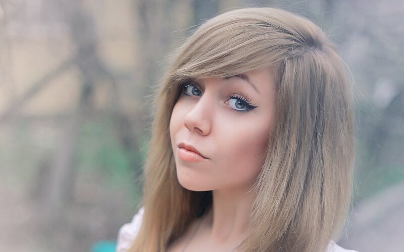 young woman with blue eyes