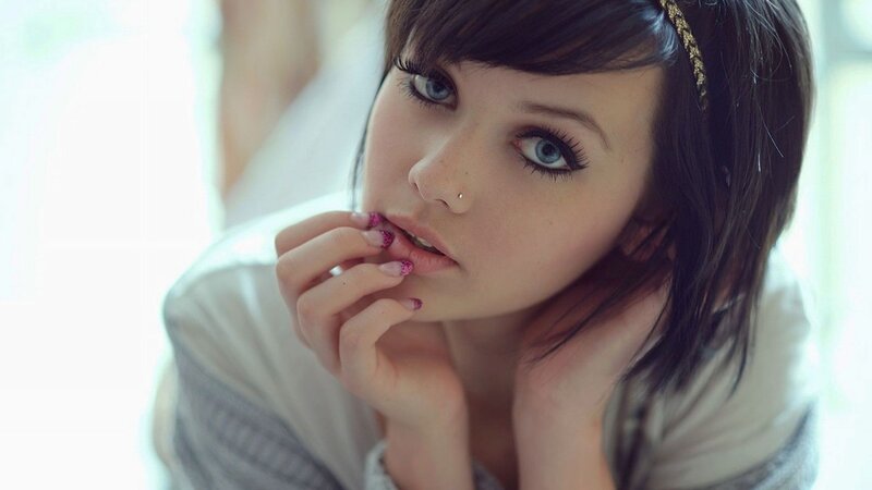 Young Woman with Blue Eyes — White