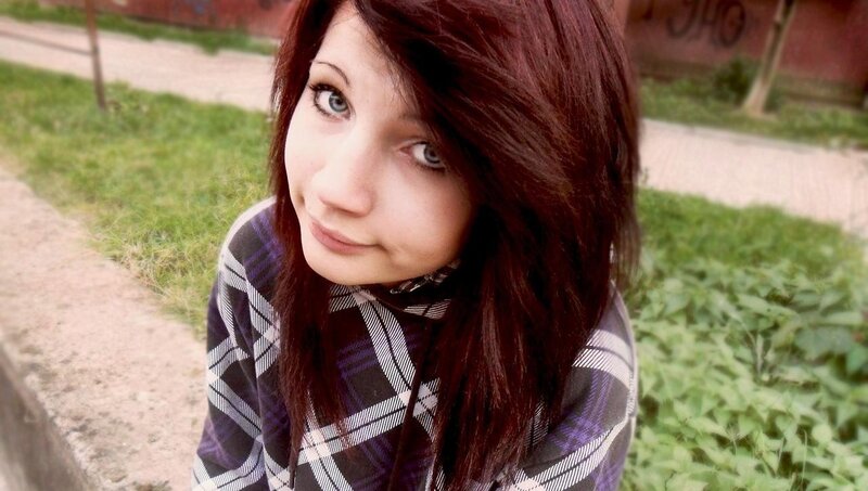 Young Woman with Brown Hair — Neutral, Afternoon, Photograph, Plaid Shirt
