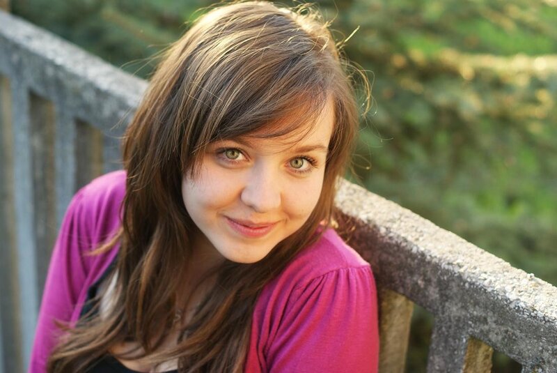 Young Woman with Brown Hair — Purple, Calm
