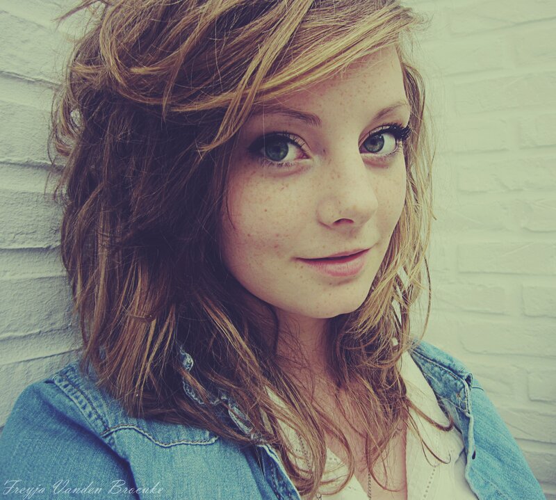 Young Woman with Freckles — Blue, Calm, Photograph