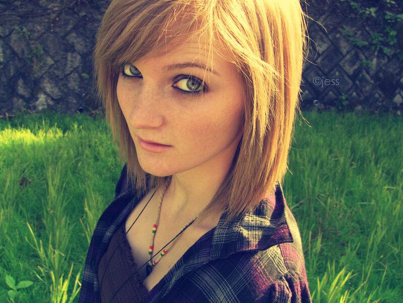 young woman with green eyes