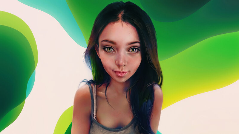 Young Woman with Green Eyes — Calm