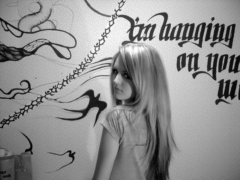 Young Woman with Long Hair — Black, Dramatic, Photograph, Wall Art