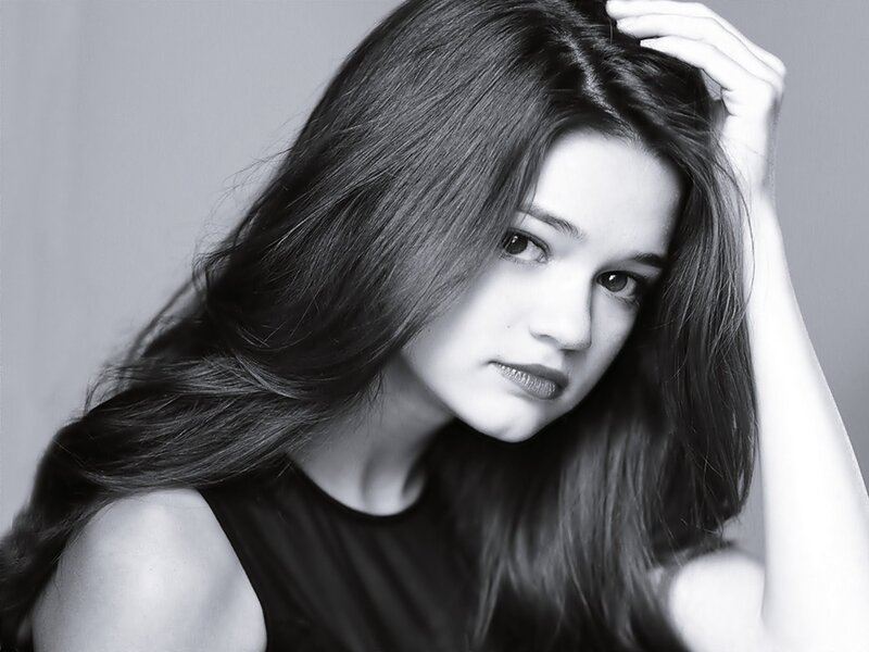 Young Woman with Long Hair — Black, Neutral, Photograph