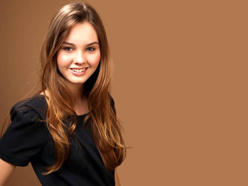 Young Woman with Long Hair — Brown, Neutral, Photograph