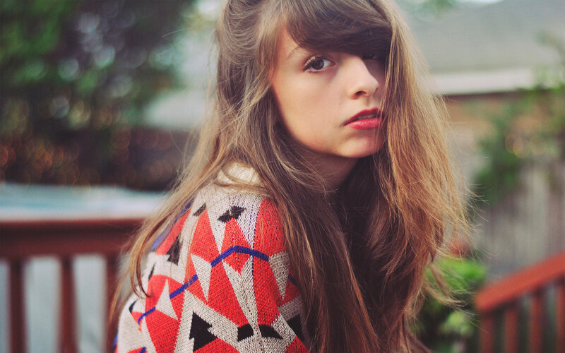 Young Woman with Long Hair — Red