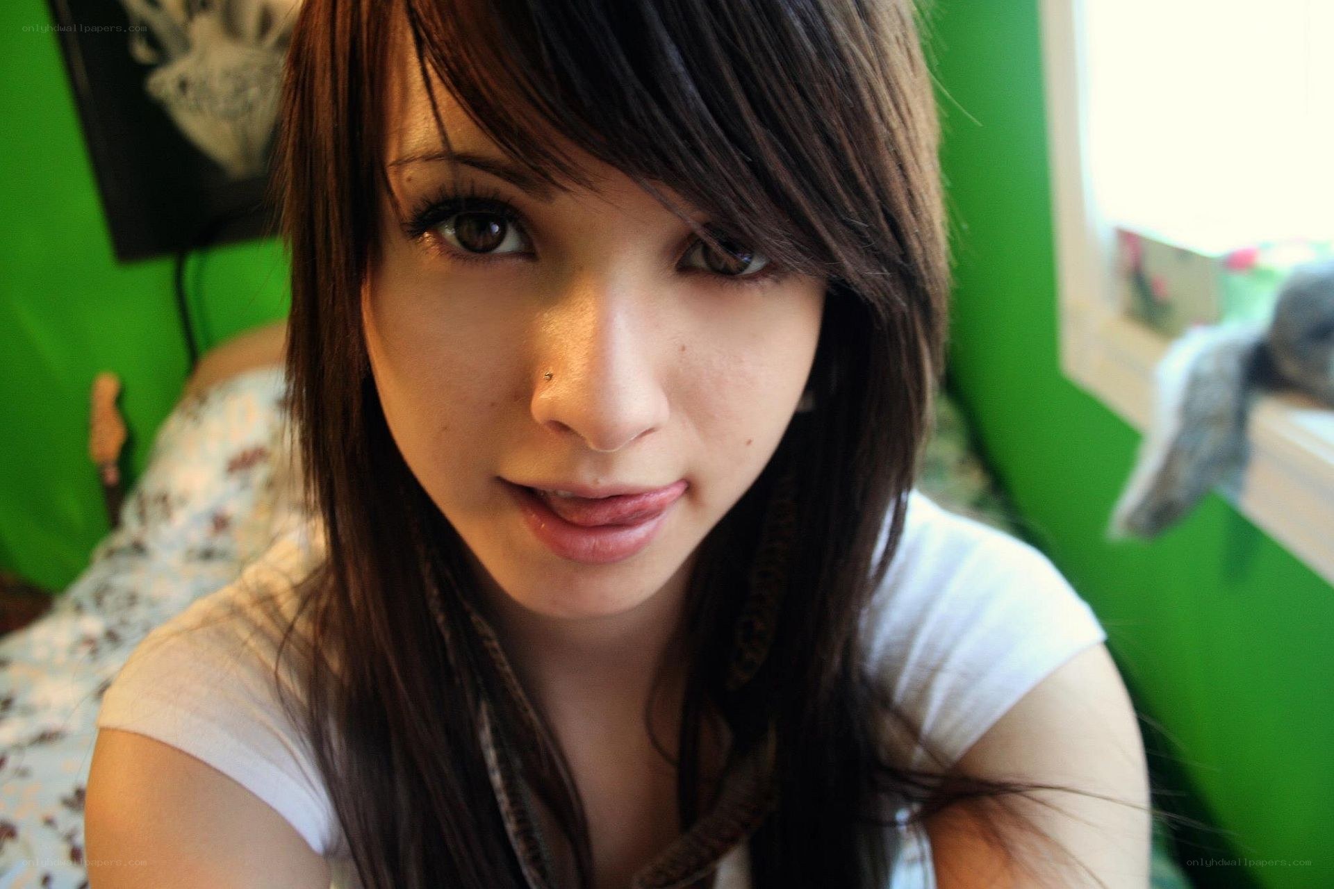 young woman with nose piercing