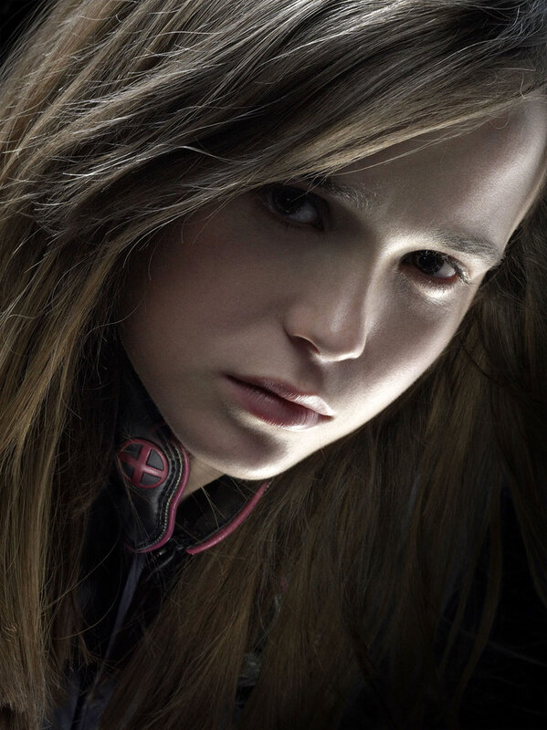 young woman with x-men logo
