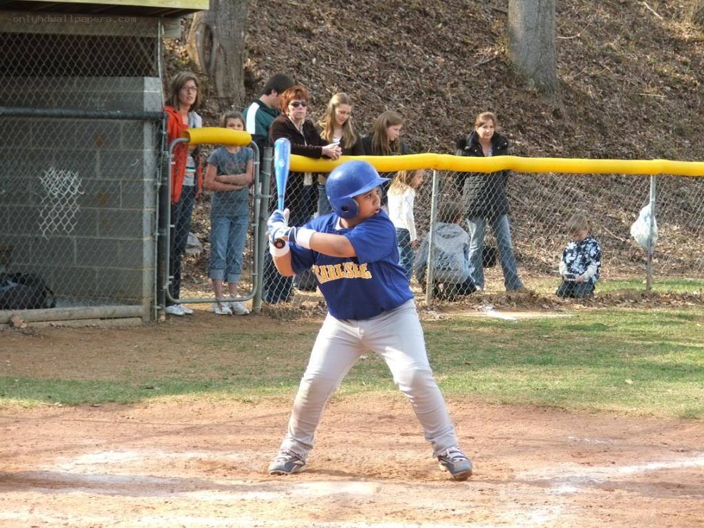 Youth baseball player at bat