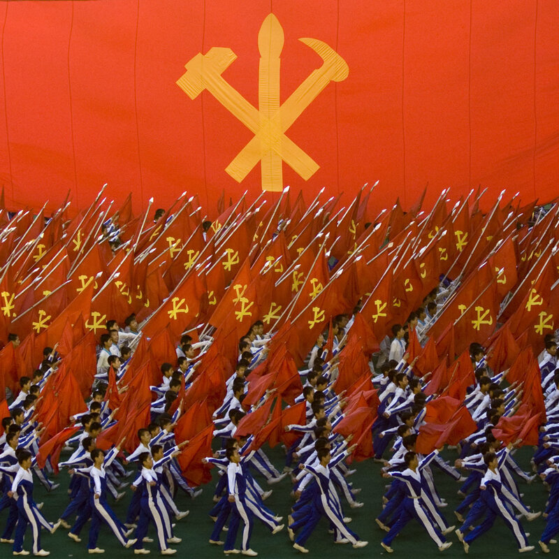 Youth parade with flags