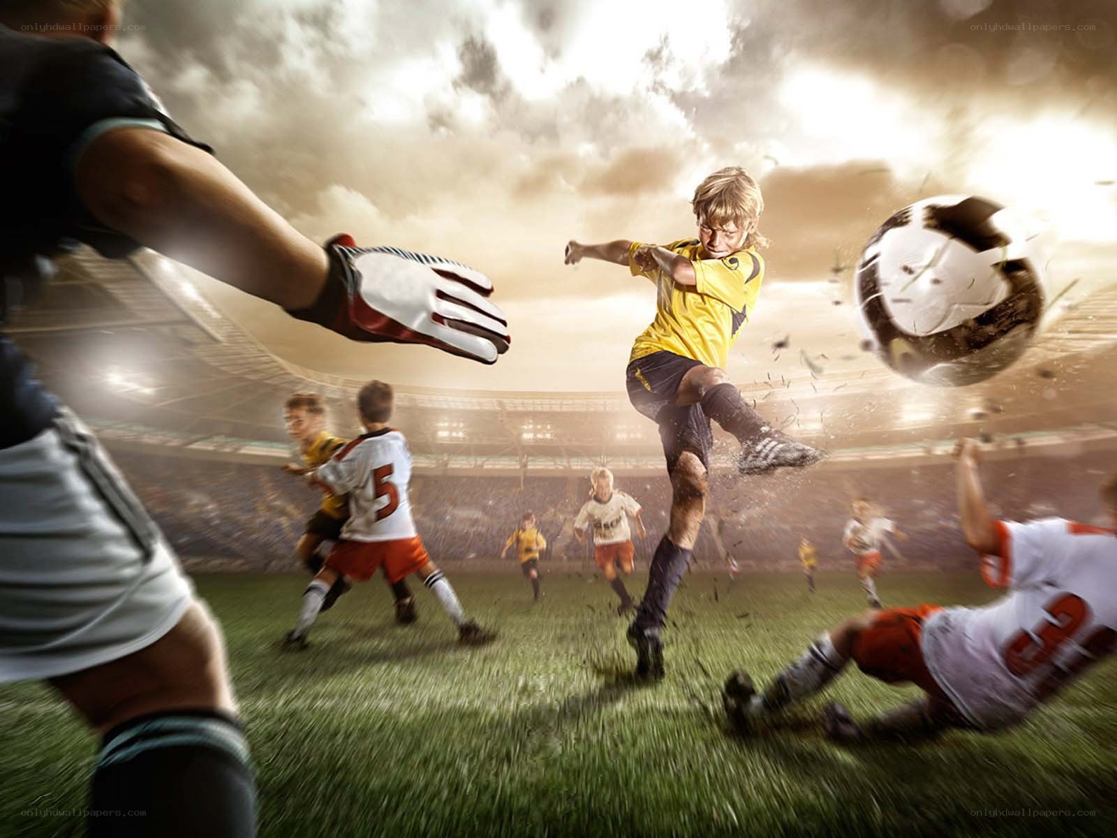 Youth soccer match action