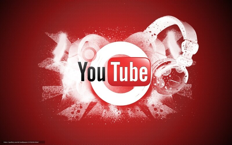 YouTube Logo with Headphones — Red, Dynamic, Digital Art