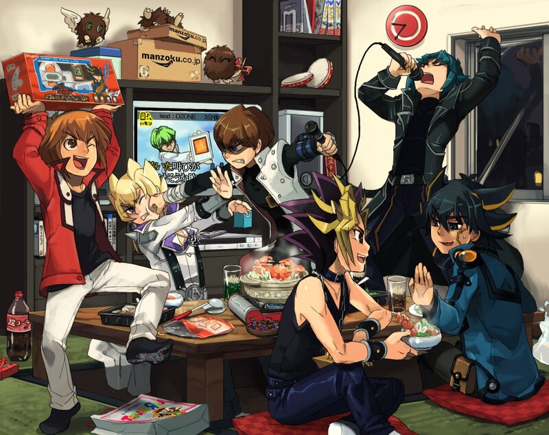 Yu-Gi-Oh! characters at a party