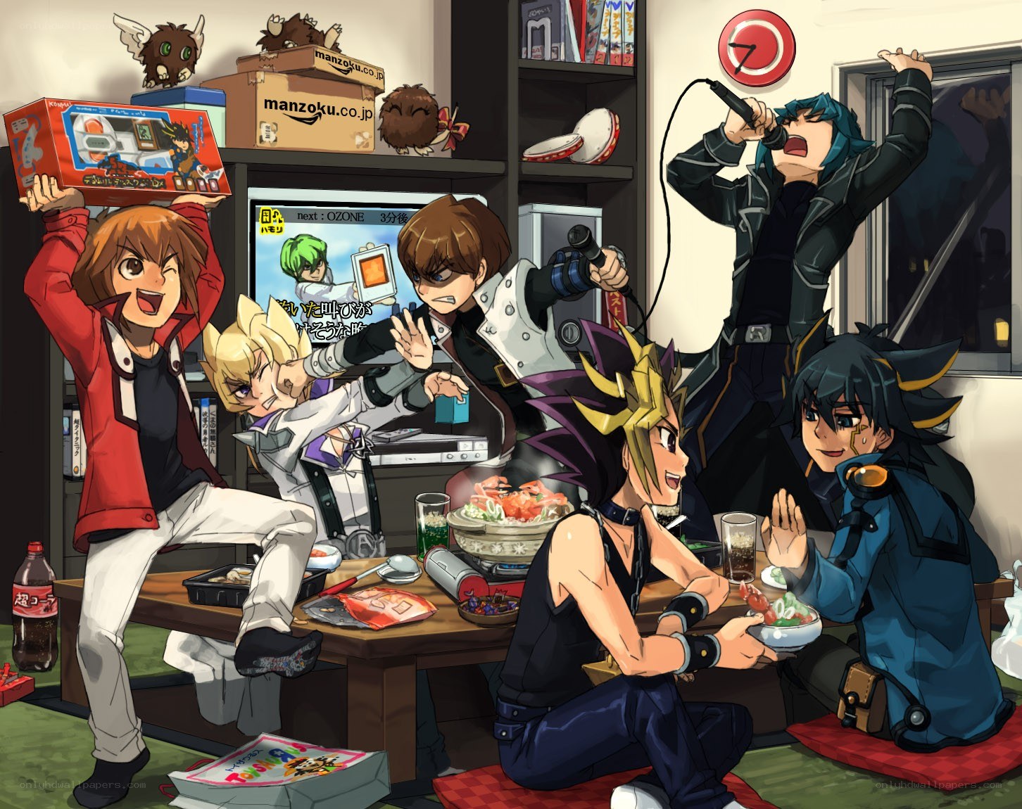 Yu-Gi-Oh! characters at a party
