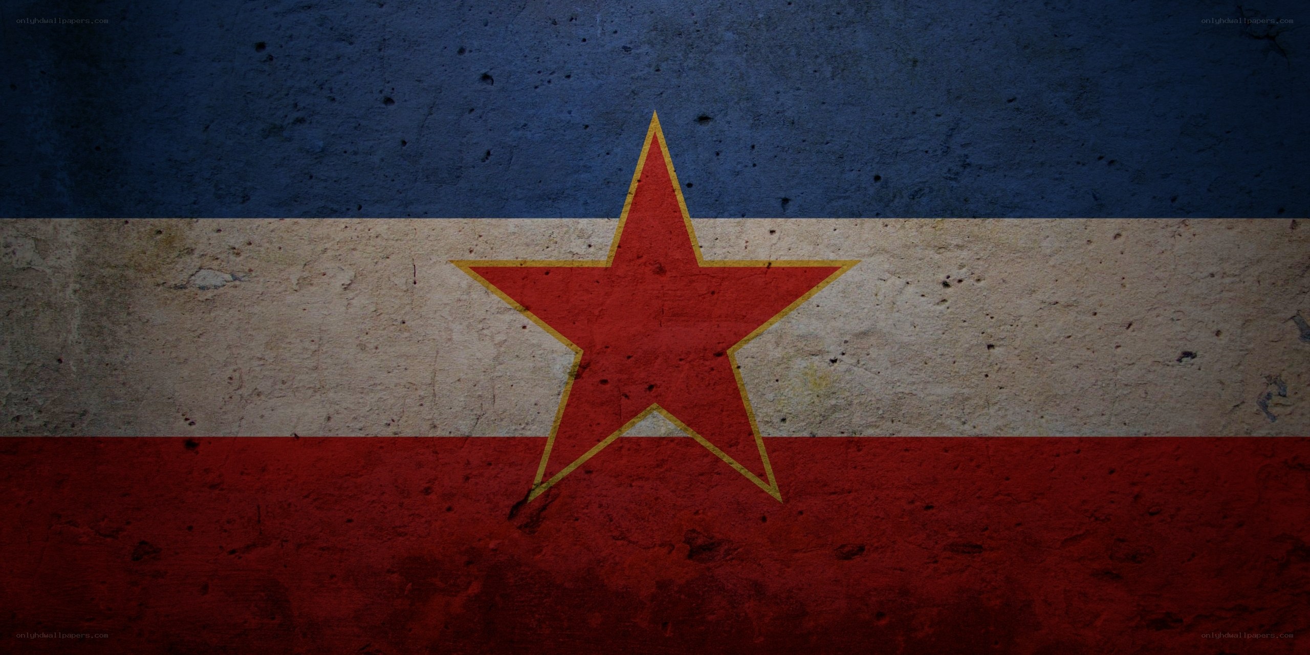 Yugoslav flag on textured wall
