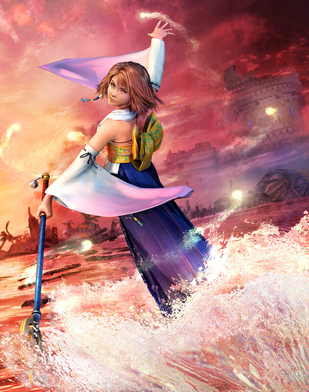 Yuna casting a spell in a storm