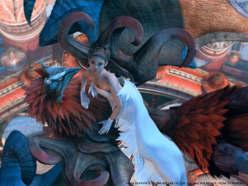 Yuna on a summoning creature