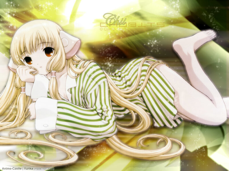 Yurika in green and white stripes